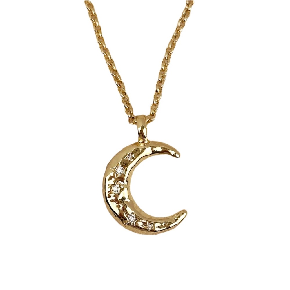 Luxe Cresent Moon Necklace - 18k Hammered, Gold Filled, Eco-Friendly - Picture 3 of 5